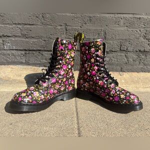 Patent Black Floral Simone Dr. Martens
